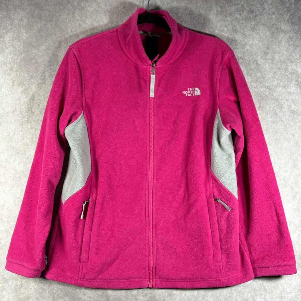 The North Face Fleece Jacket Girls XL Pink Full Zip Mock Neck Outdoor Active